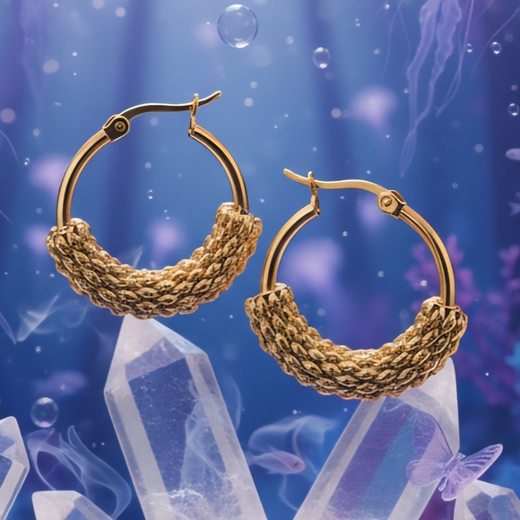 ποΈ 18K Gold Plated Beaded Hoop Earrings | Hypoallergenic & Gift-Ready π - Picture 6 of 14